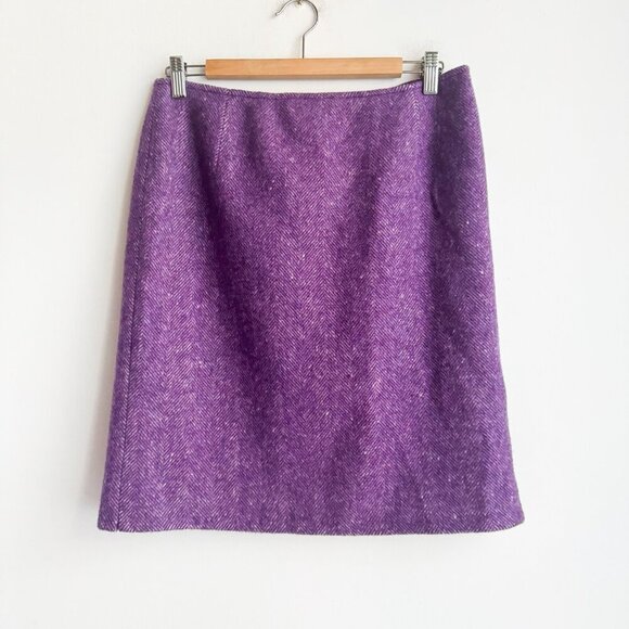 Max Mara Weekend Purple Lavender herringbone Print Pencil Skirt 10 - Picture 2 of 6